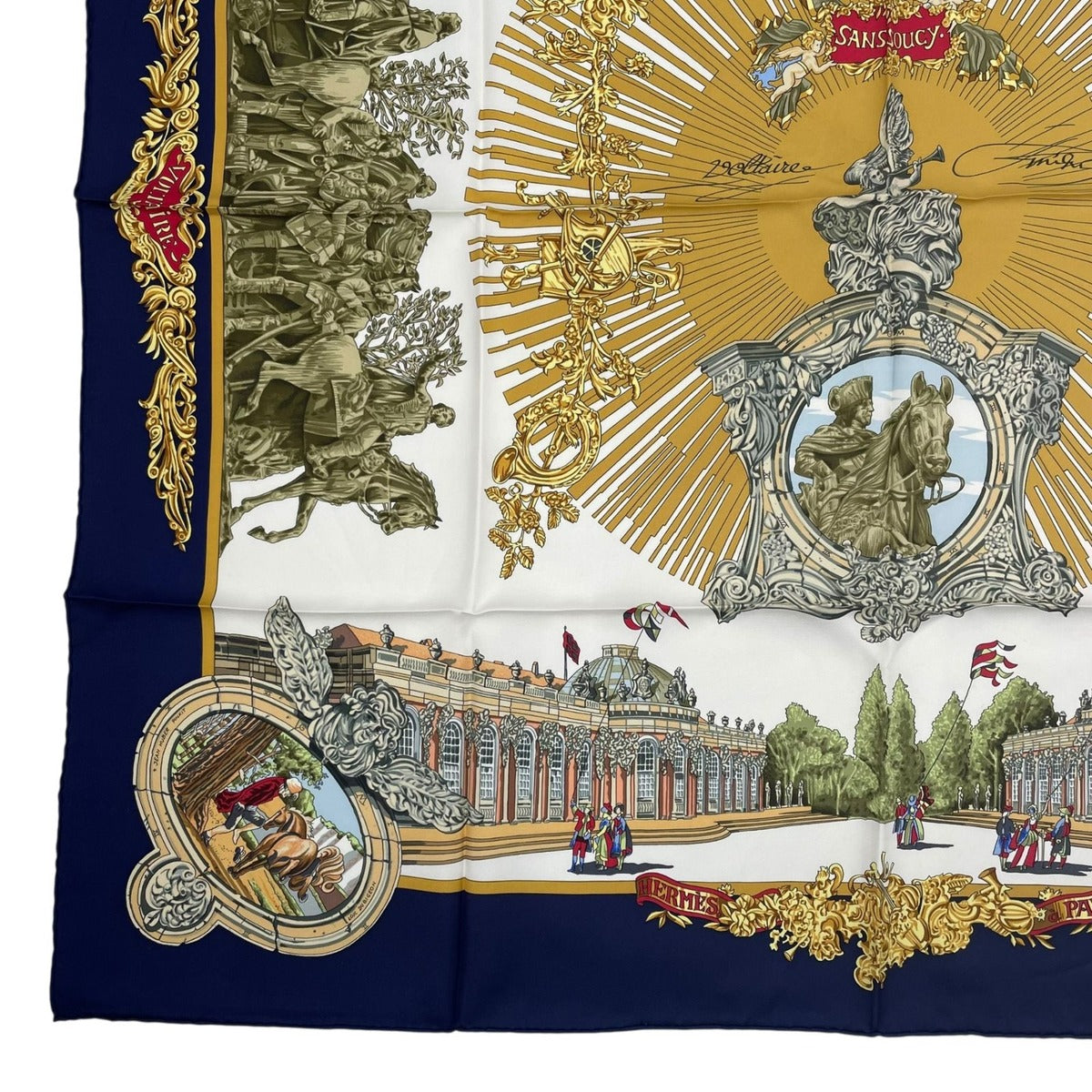 Hermes Scarf Silk Carre 90 Sanssoucy Palace Navy — view 4