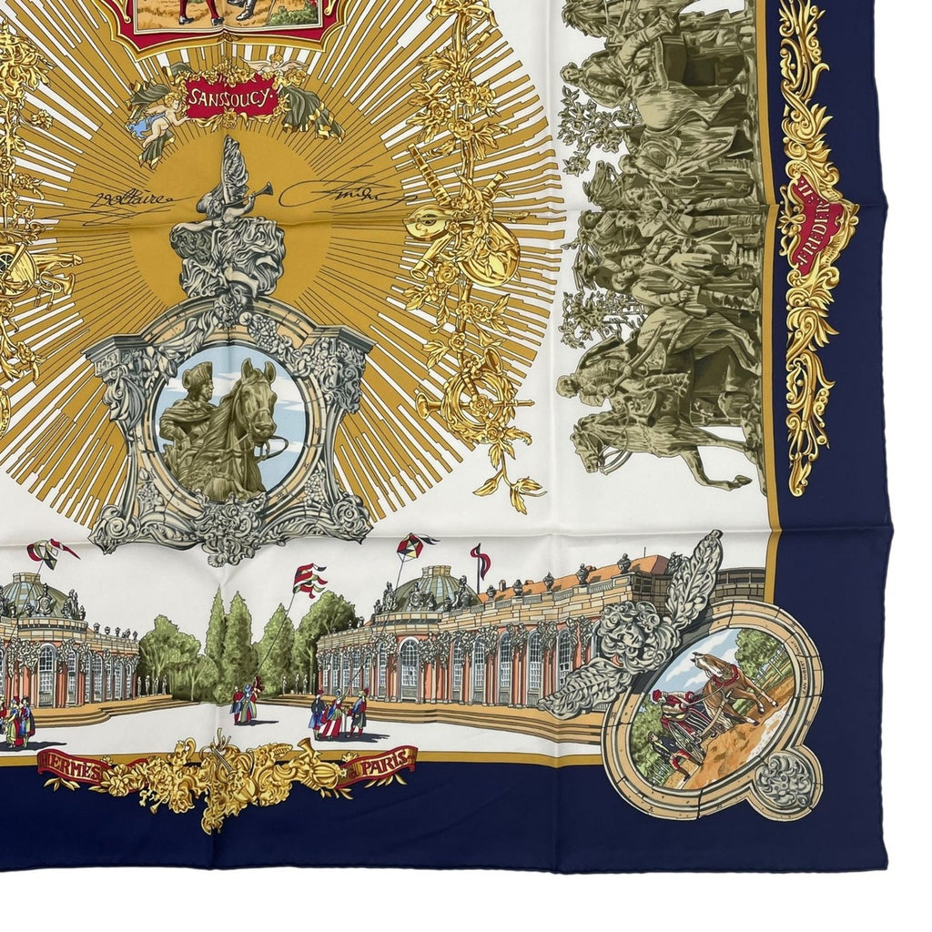 Hermes Scarf Silk Carre 90 Sanssoucy Palace Navy — view 5