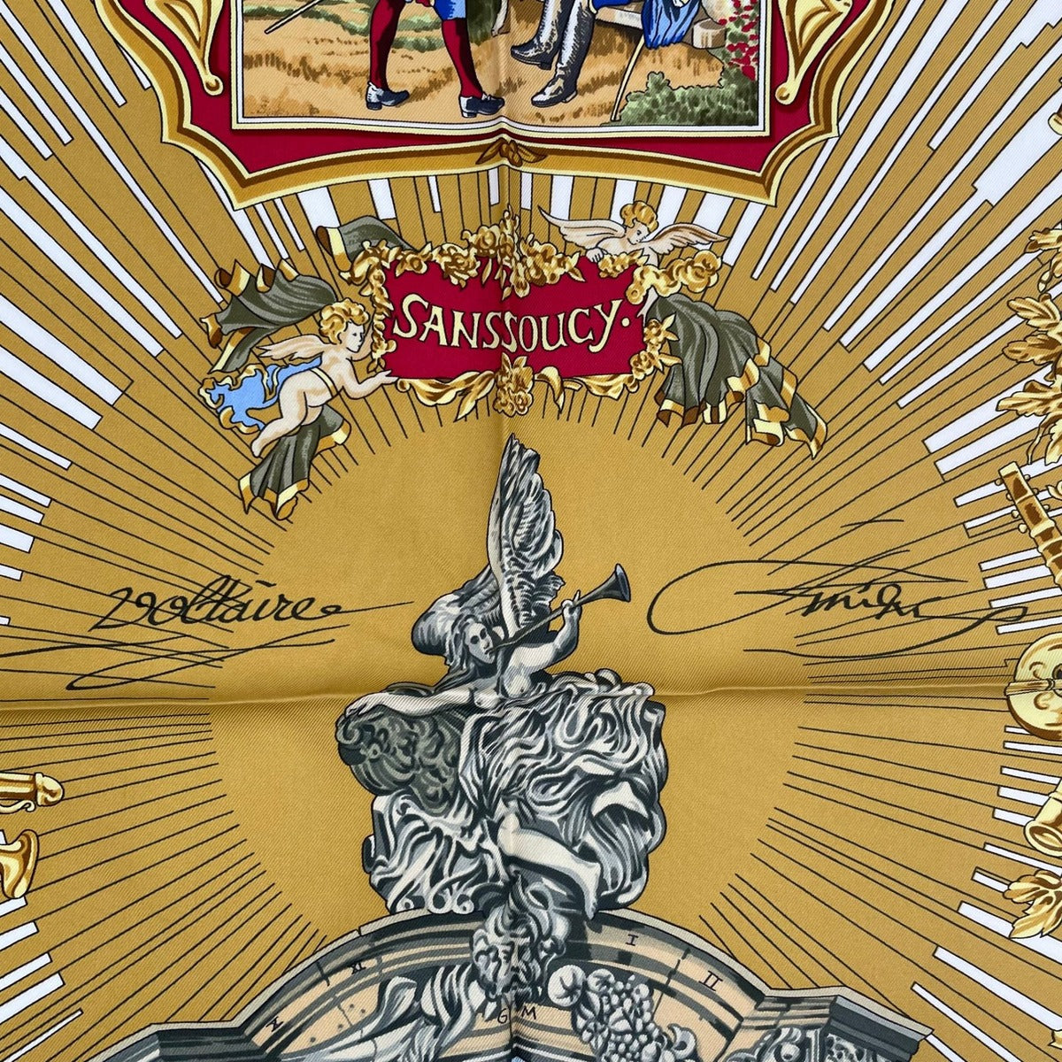 Hermes Scarf Silk Carre 90 Sanssoucy Palace Navy — view 6