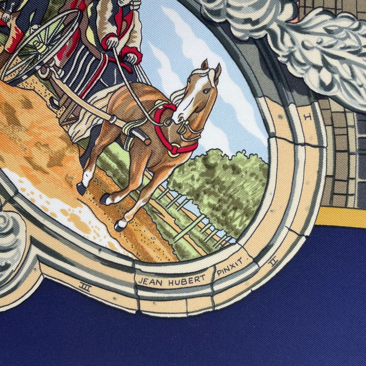 Hermes Scarf Silk Carre 90 Sanssoucy Palace Navy — view 9