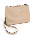 Prada Shoulder Bag Gray Leather Greige
