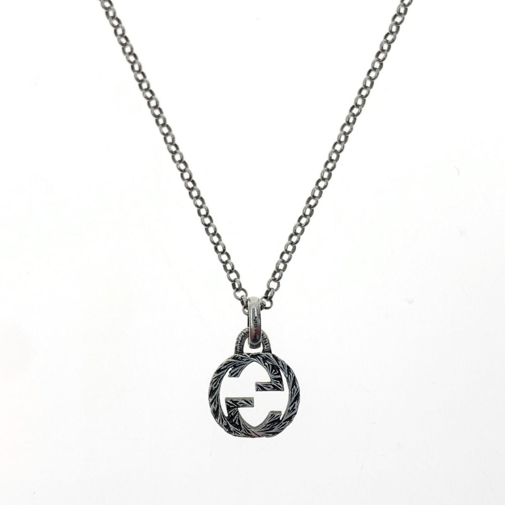 Gucci Interlocking G Pendant AG 925 Necklace J8400 0811 Silver