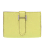 Hermes Bearn Card Case Chevre Mizor Lime Stamped W Yellow 1650 — view 2
