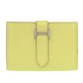 Hermes Bearn Card Case Chevre Mizor Lime Stamped W Yellow 1650