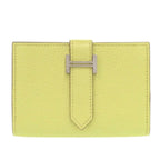 Hermes Bearn Card Case Chevre Mizor Lime Stamped W Yellow 1650