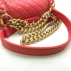 Chanel CC Logo Tweed Lambskin Chain Shoulder Bag Pink Gold — view 6