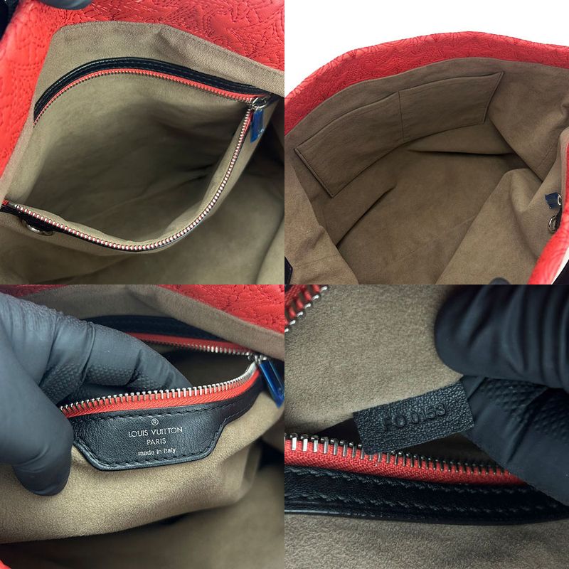 Louis Vuitton Shoulder Bag Hobo GM Monogram Anthea Leather Red Black — view 8