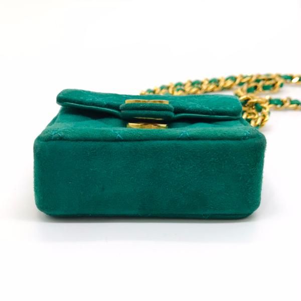 Chanel Suede Mini Chain Shoulder Bag Green — view 3