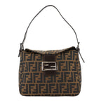 Fendi Zucca Mamma Baguette Shoulder Bag Canvas Leather Brown