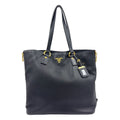 Prada Vitello Daino Leather Black Tote Gold