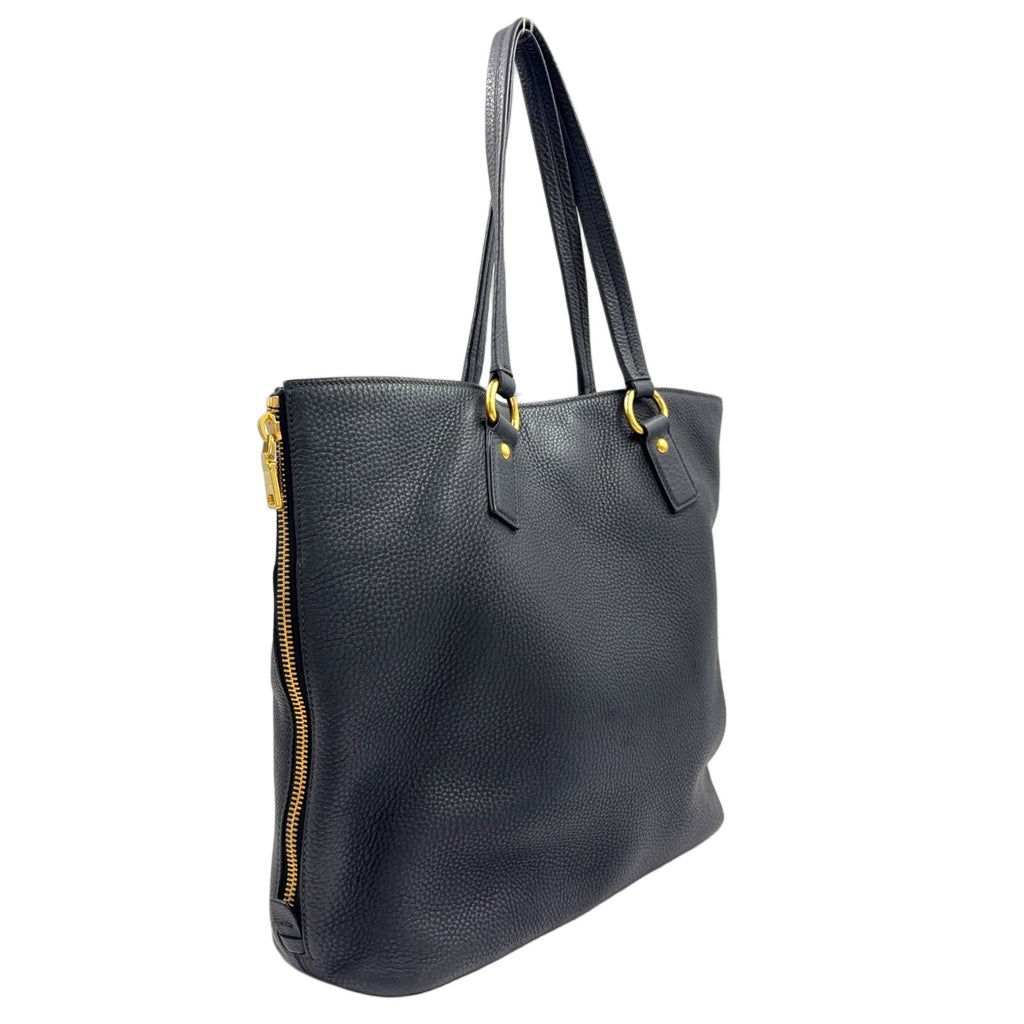 Prada Vitello Daino Leather Black Tote Gold — view 2