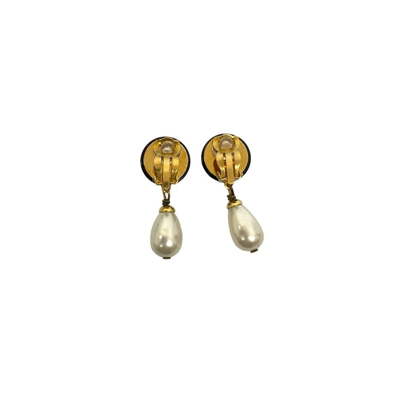 Chanel Vintage Coco Mark Motif Faux Pearl Earrings Accessories 95A — view 6