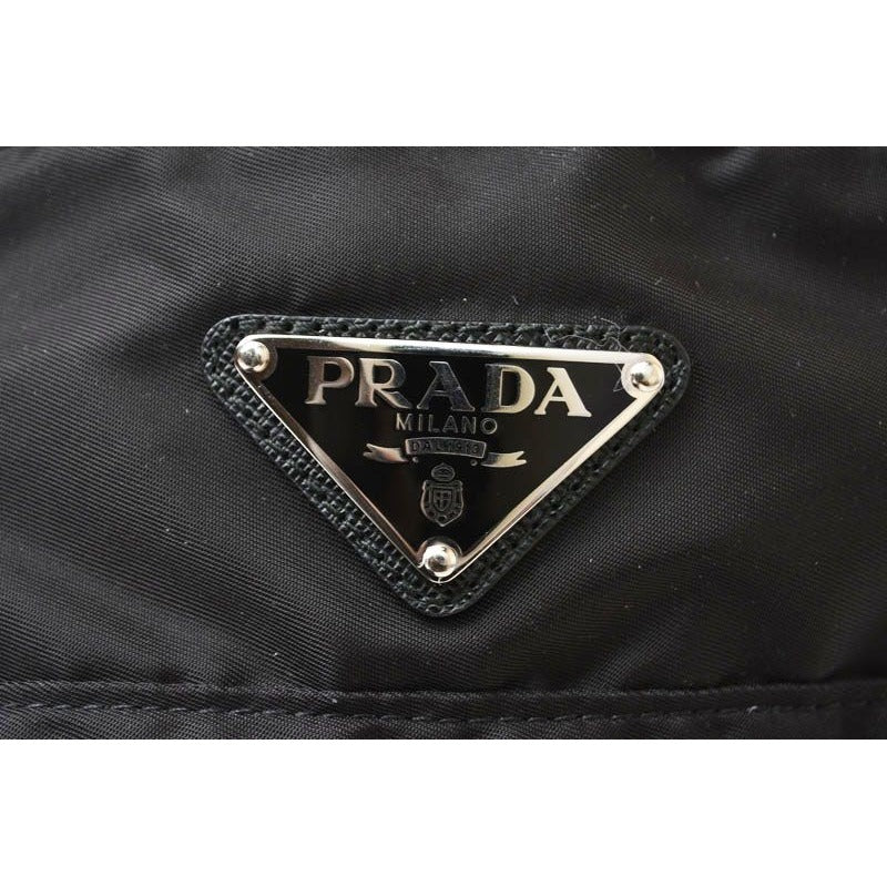 Prada Hat Beret Re-Nylon Triangle Logo Black — view 6