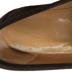 Hermes Constance Silver Hhardware Suede Leather Loafers Flat Shoes Brown 36 — view 9