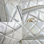 Chanel Chain Clutch Bag Iridescent Metallic Lambskin Silver Ap4349 — view 8