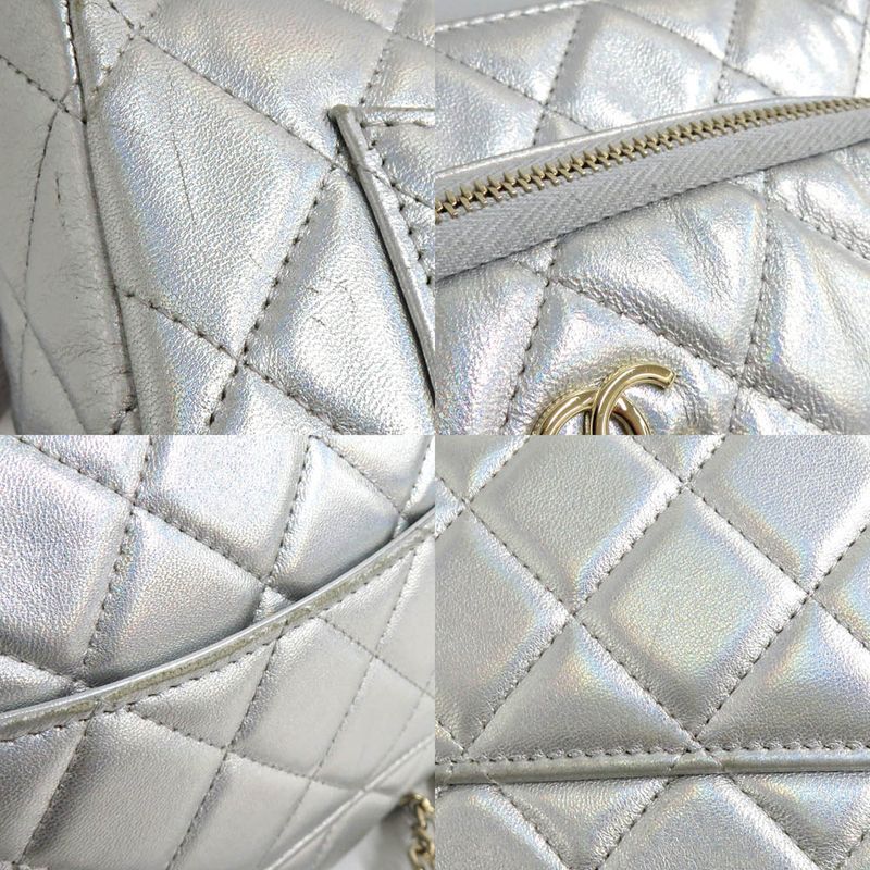 Chanel Chain Clutch Bag Iridescent Metallic Lambskin Silver Ap4349 — view 8
