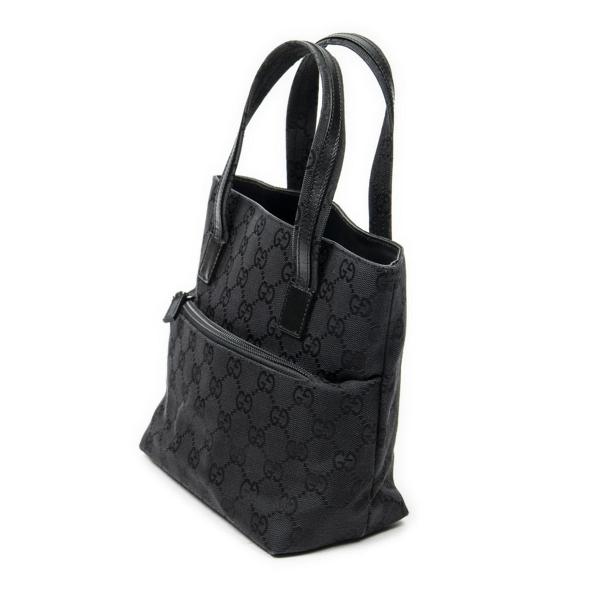 Gucci Mini Front Pocket Tote Black GG Canvas — view 2