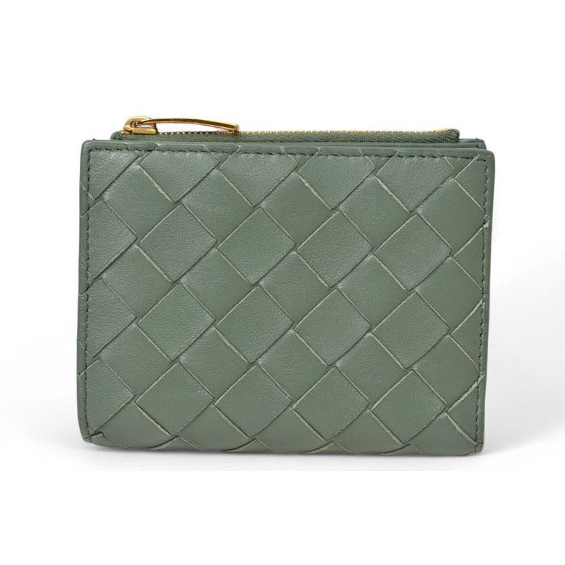Bottega Veneta Wallet Fold Mini Intrecciato Mint