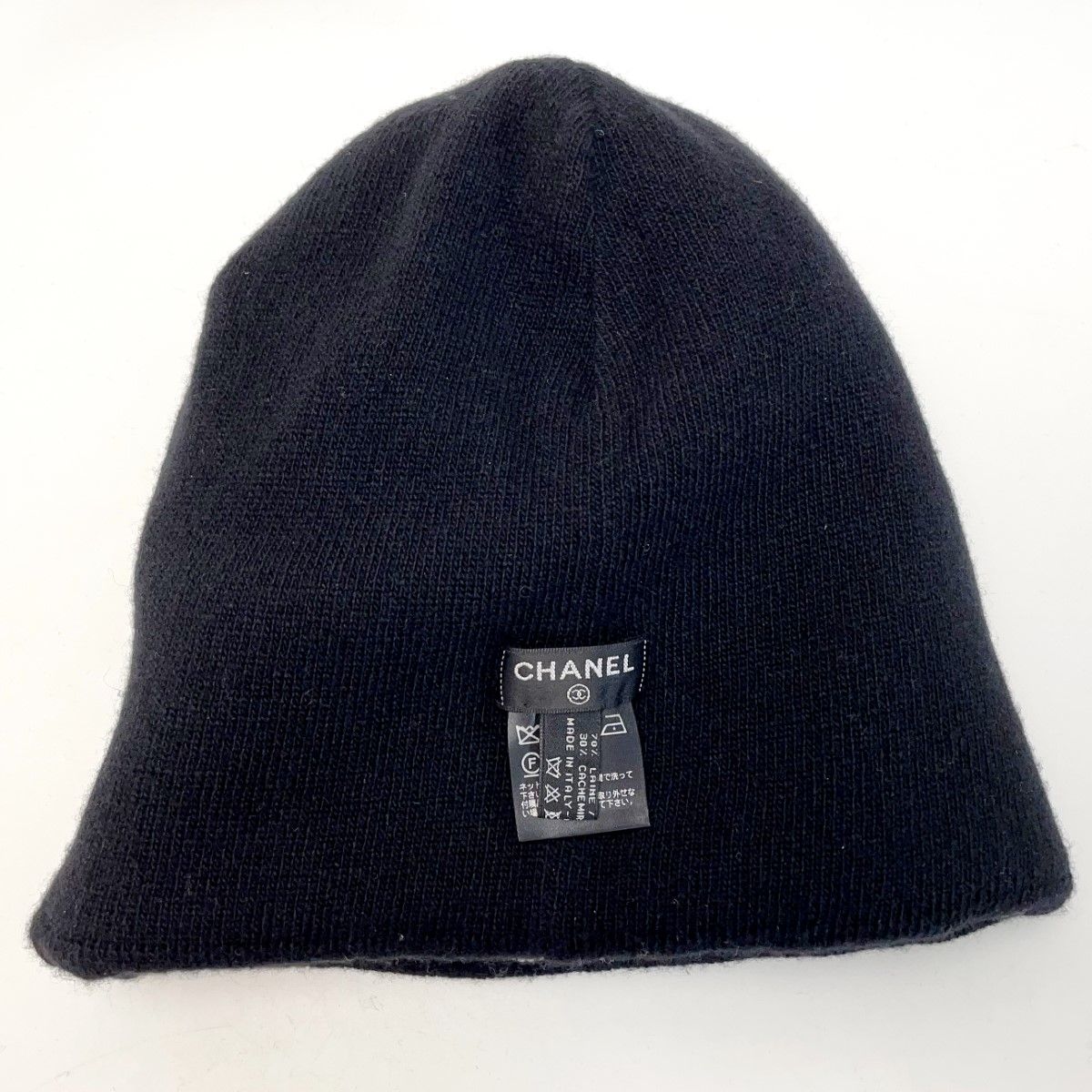 Chanel Knit Cap Wool 70 Cashmere 30 Black — view 5