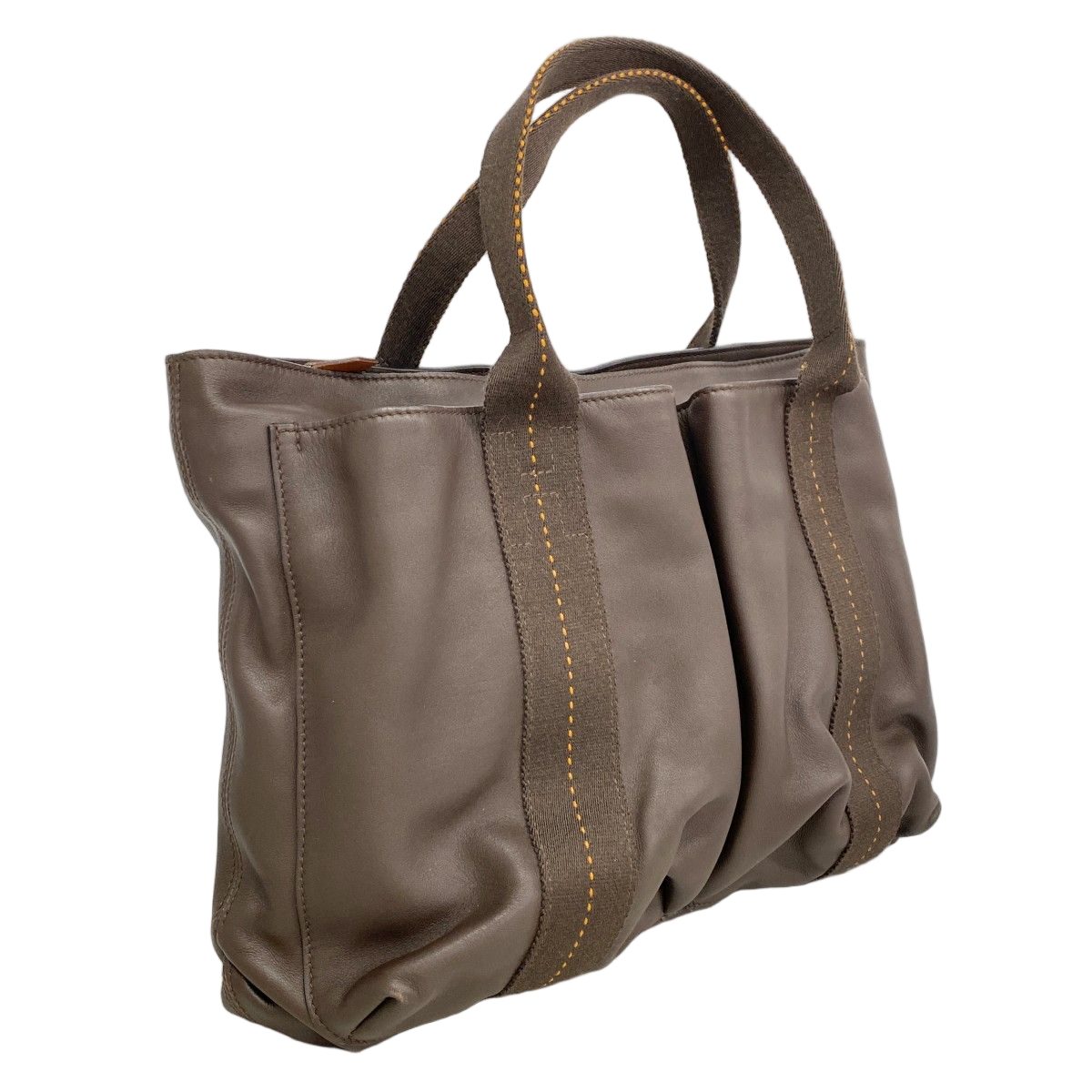 Hermes Handbag Caravan Horizontal Leather Brown Silver 2-Way — view 2