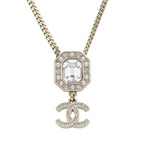 Chanel CC Logo Rhinestone Faux Pearl Necklace