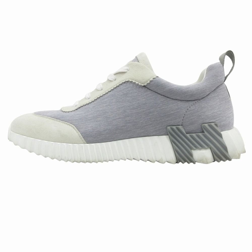 Hermes Bouncing Sneakers Shoes Logo Suede Leather 42) Gray White