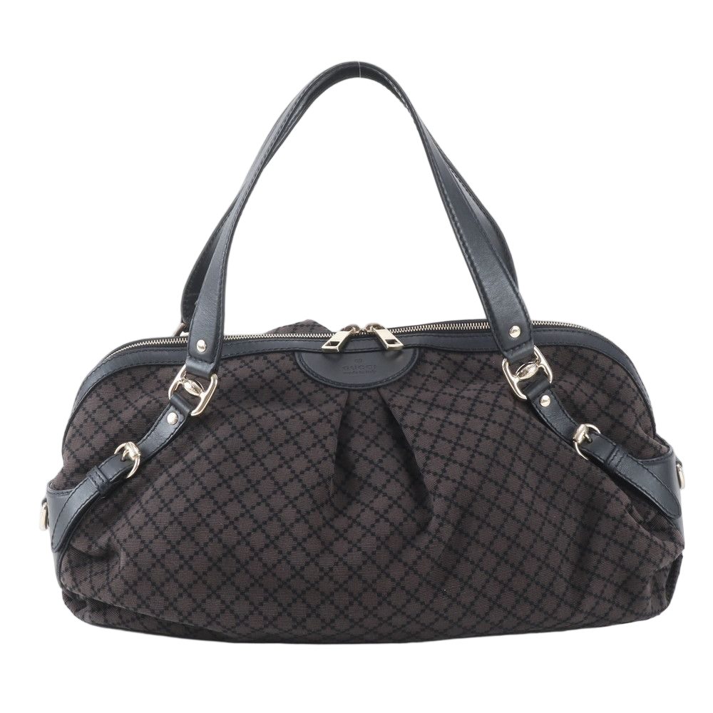 Gucci Diamante Satchel Leather Canvas Tote Shoulder
