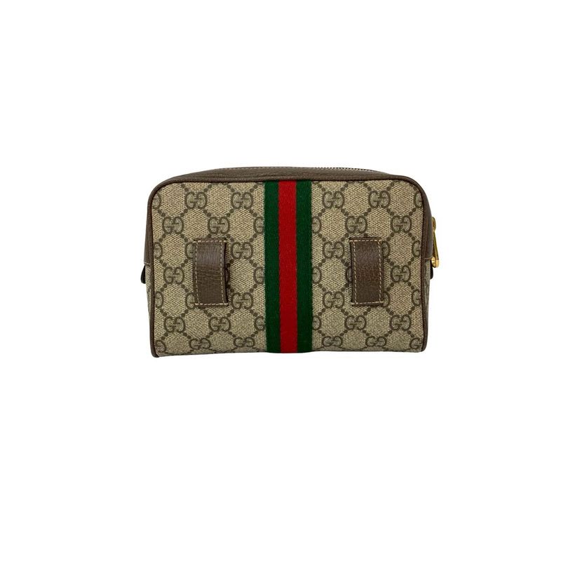 Gucci GG Supreme Ophidia Waist Pouch Leather Body Bag Shoulder Brown F2029