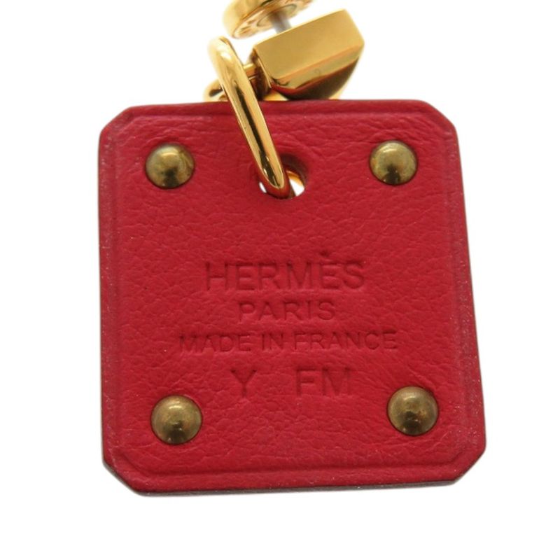 Hermes As De Coeur Vorsoft Metal Gold Red Engraved Y Earrings 1380 — view 6