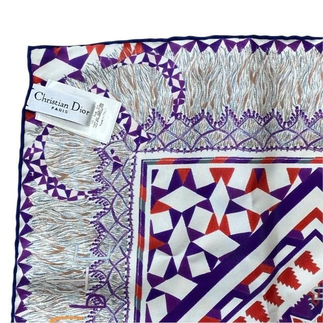 Christian Dior Stole Shawl Scarf Accessories Small Silk Pattern Purple Multicolo — view 7