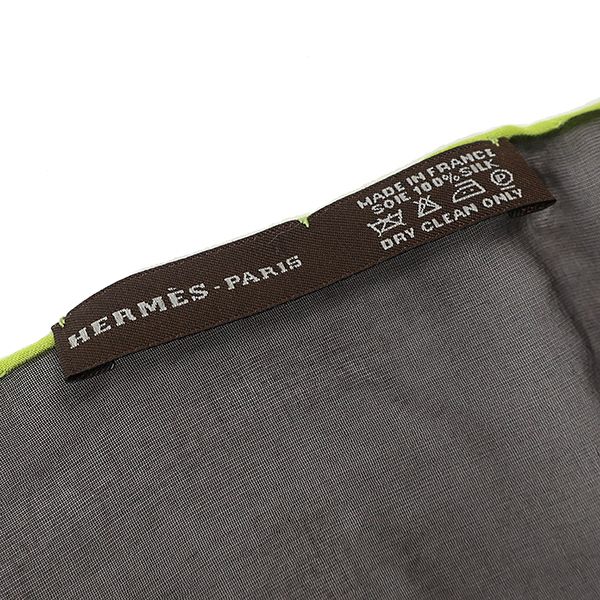 Hermes Shawl Rectangle Silk Brown and Green — view 6