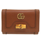 Gucci Diana Bamboo Compact Wallet GG Marmont Gold Leather