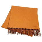 Hermes Scarf Orange Brown Cashmere Logo Bicolor