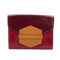 Hermes Faco Box Calf Beige Bordeaux Red Clutch Gold