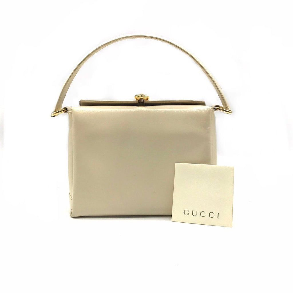 Gucci Vintage Leather Hand Bag Ivory