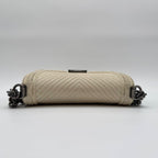 Chanel Shoulder Bag Boy Stitch CC Logo Leather Ivory with Shield Silver — view 5