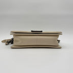 Chanel Shoulder Bag Boy Stitch CC Logo Leather Ivory with Shield Silver — view 6