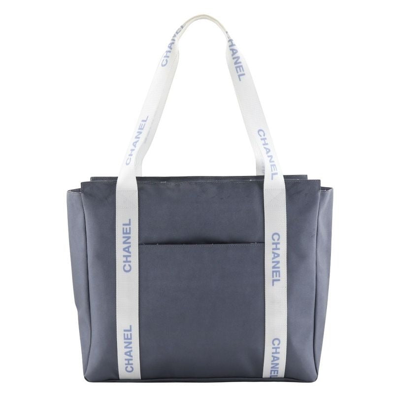 Chanel Logo Sport Line Nylon Gray Tote Bag