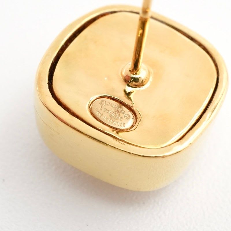 Chanel Earrings Gold Coco Mark Square — view 6