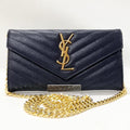 Saint Laurent Long Wallet Matelasse Flap Stitch Caviar Leather