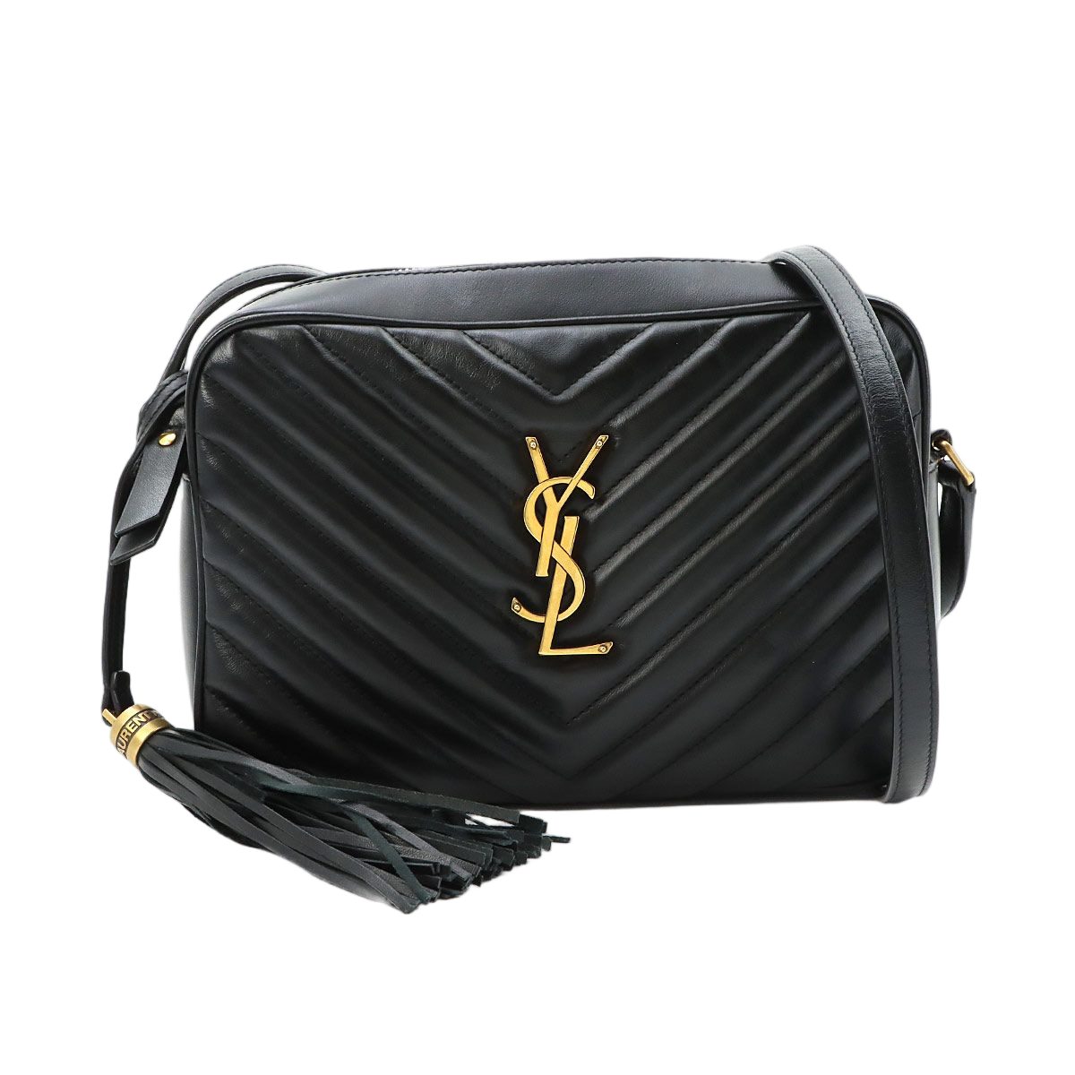 Saint Laurent Camera Bag Leather Black Gold