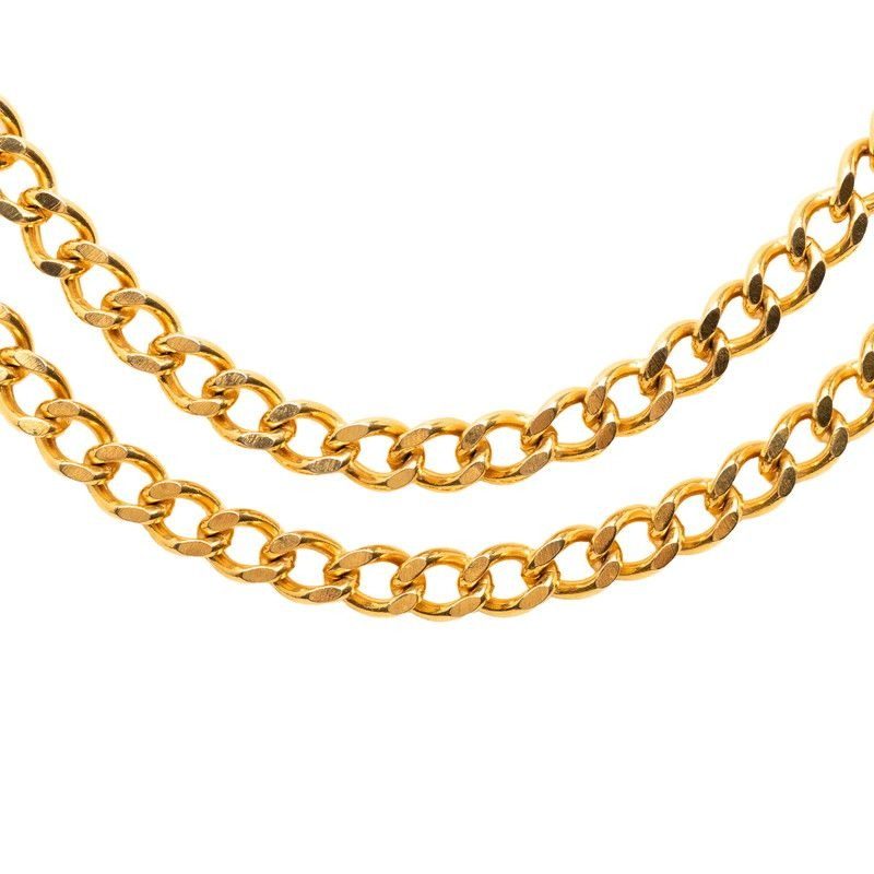 Chanel Necklace Double Chain Gold Plated