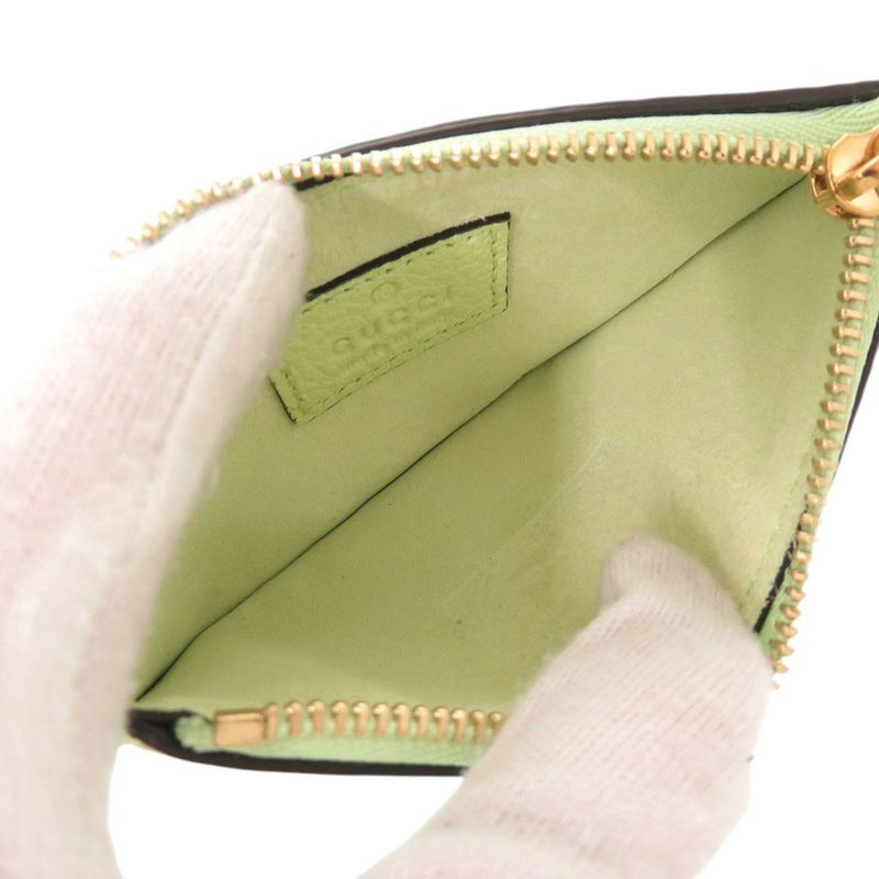 Gucci Logo Leather Green Coin Case Card 0906 — view 5