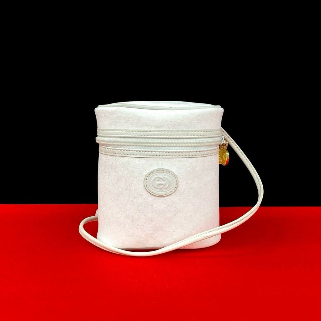Gucci Vintage Micro GG Logo Leather Mini Shoulder Bag Vanity White