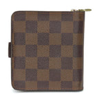 Louis Vuitton Bifold Wallet Compact Zip Damier Ebene Brown Gold Hardware — view 3
