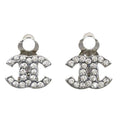Chanel Earrings CC Logo 07 Metal Rhinestone Silver
