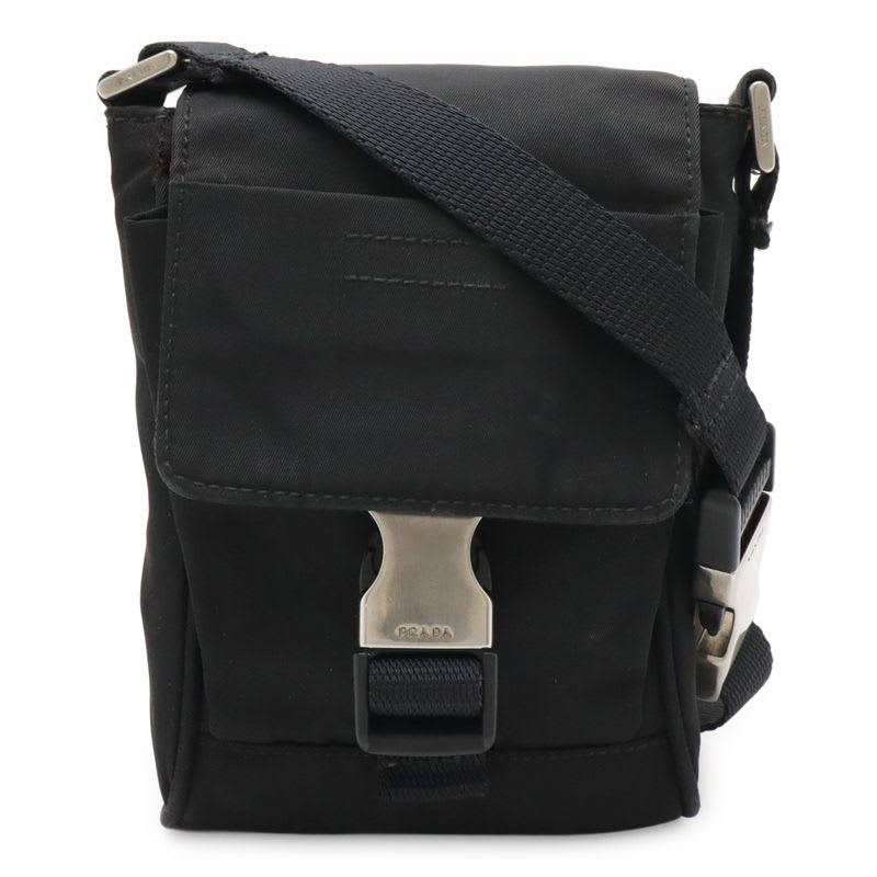 Prada Triangle Logo Shoulder Bag Pochette 2-Way Waist Pouch Body Leather