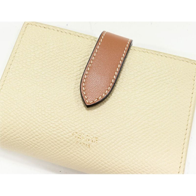 Celine Trifold Wallet With Coin Purse Fine Stripe Compact In Grained — view 6