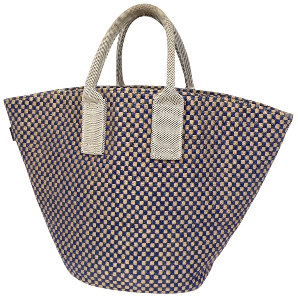 Hermes Pannier Bus PM Jute Tote Linen Blue Beige