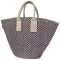 Hermes Pannier Bus PM Jute Tote Linen Blue Beige